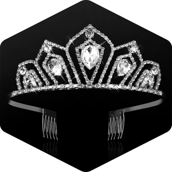 Silver Crown Crystal Tiaras and Crowns for Women Rhinestone Princess crown with - Picture 1 of 9